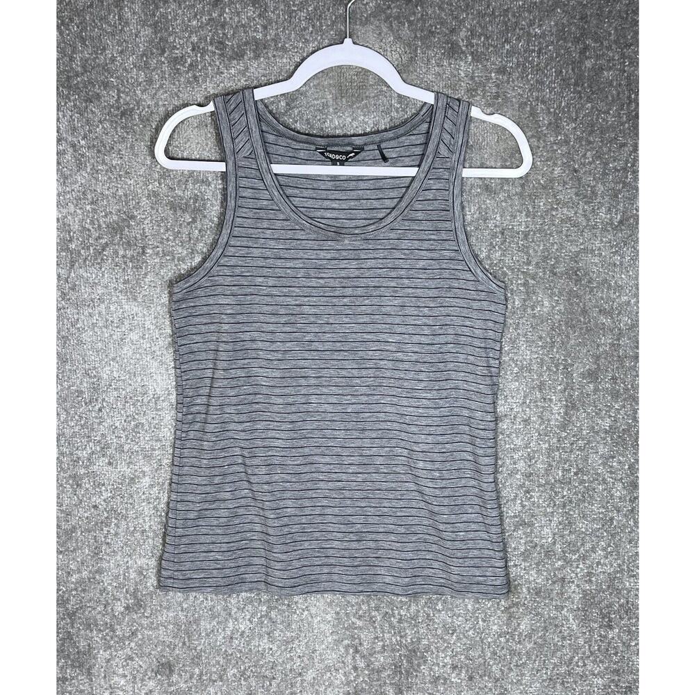 Toad & Co Swifty Tank Top Womens Size Small Gray Striped Scoop Neck Stretch